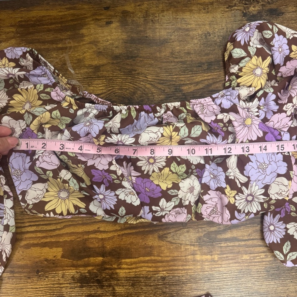 LeLis Floral Long Sleeve Crop Top And Wide Leg Pants Matching Set Size XS - Picture 7 of 15